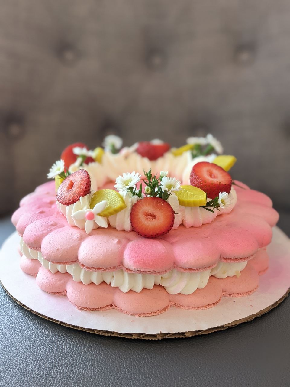 Medium vanilla berry shortcake classic Macaron cake – 8" (serves up to12)