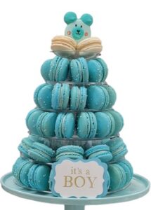 Baby Shower Macaron Tower - 56 Blue Macarons Includes Tower