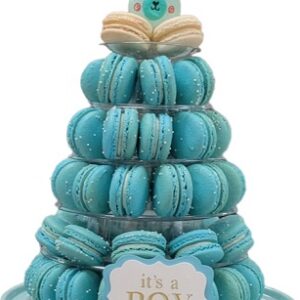 Baby Shower Macaron Tower - 56 Blue Macarons Includes Tower