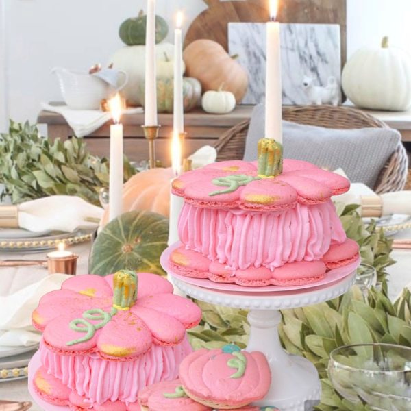 pink macaron cake for thanksgiving